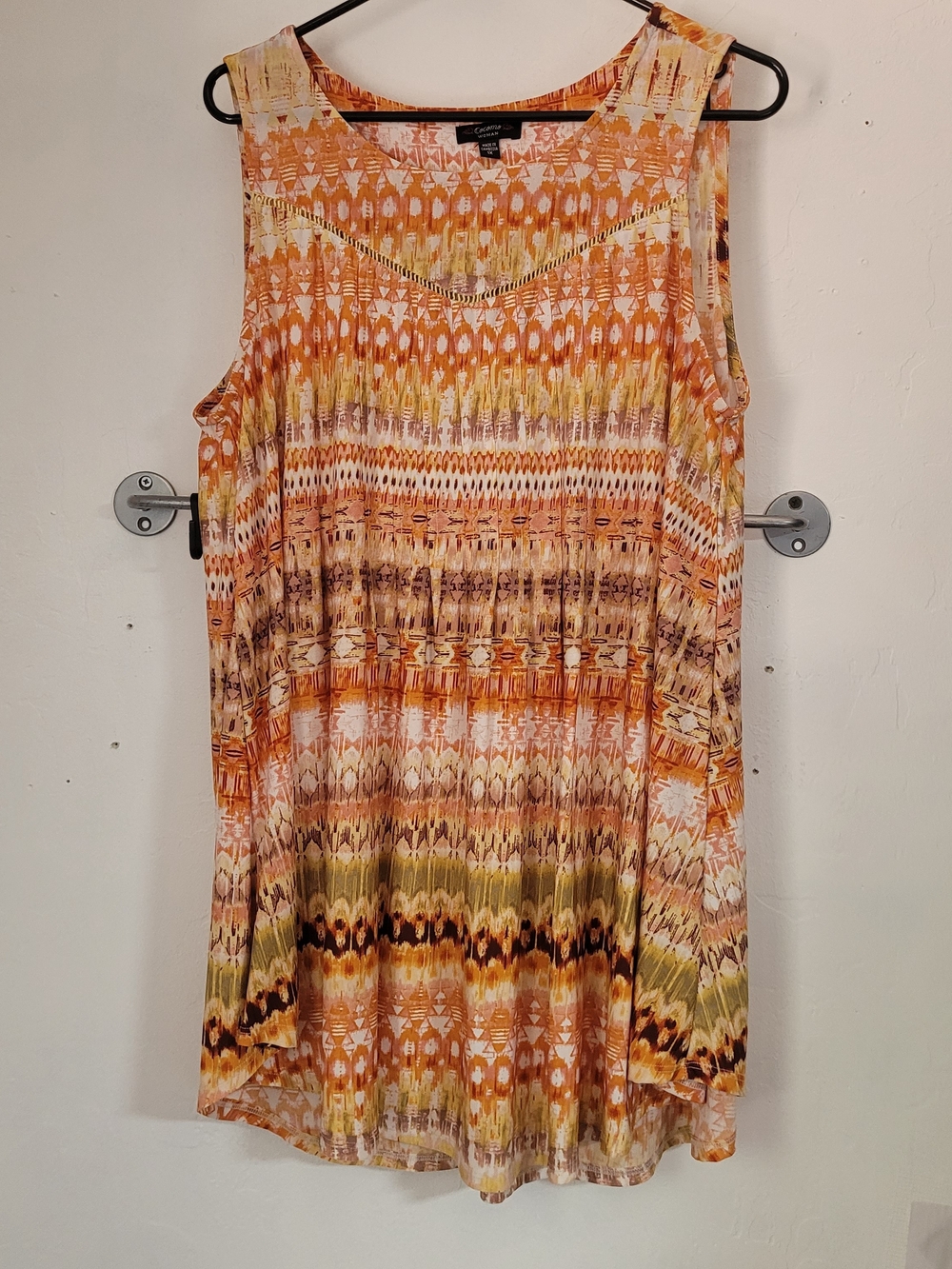 Cocomo Orange Yellow Patterned Sleeveless Tunic